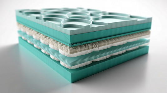 多层矫形床垫结构的 3D 渲染