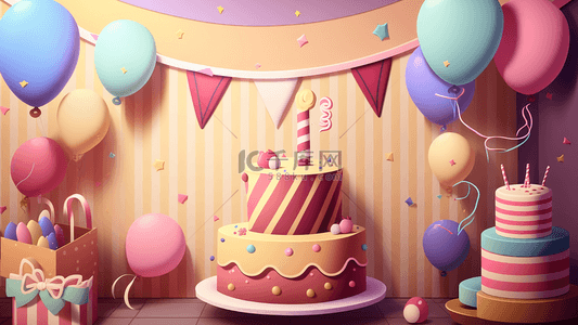 生日蛋糕彩色背景