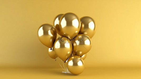 老人生日庆典图片背景图片_3d 渲染背景与金色气球问候