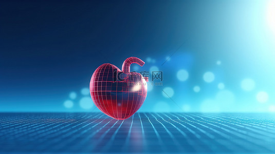 医疗专家讲座医生背景图片_蓝色心电图背景下具有 3D 医疗设计的大量红心