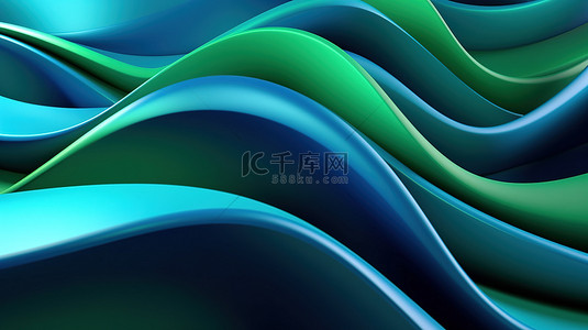 3d 呈现蓝色和绿色色调的抽象背景