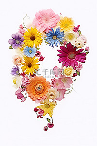 英语艺术背景图片_白色背景花中的花卉艺术字母 q