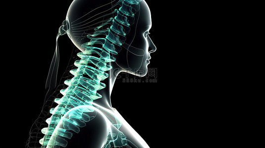 女性正装身体背景图片_3D 医学女性身体图的突出脊柱