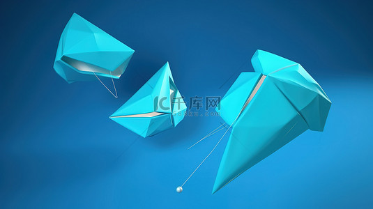 蓝色背景与 3d 风筝聊天图标