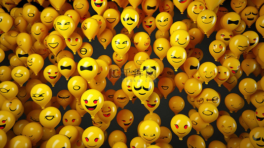 社交媒体表情背景图片_带有评论图标图案背景的社交媒体气球符号的 3D 渲染，具有构思反馈和思维反应表情符号