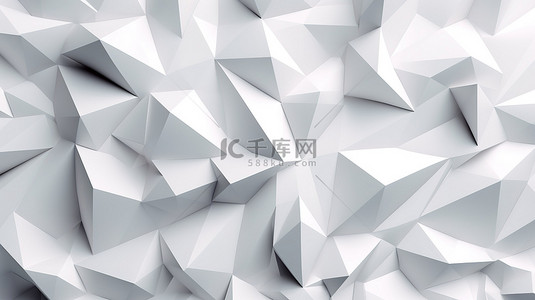 前卫的三角形片组合形成抽象的白色 3D 几何马赛克