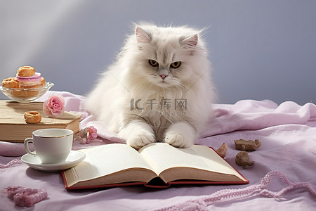 正面龙背景图片_猫和书食物肖像 4