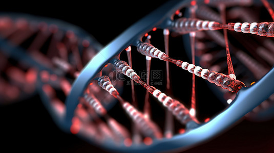 生物蓝色背景背景图片_3d 渲染的 DNA 放大