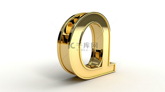 白色背景下隔离的英镑货币符号的黄金 3D 渲染