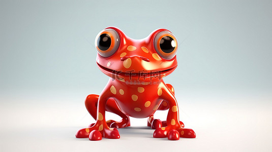 一只顽皮的青蛙的彩色 3D 插图