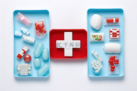 感冒药片壳背景图片_一些药品，包括一盒药片