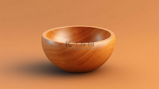 漿果背景图片_没有内容物的木碗的 3D 插图