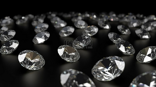 水晶圆形背景图片_黑色背景上 3D 隔离中闪闪发光的圆形钻石