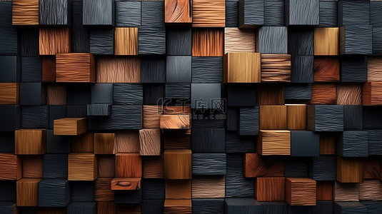 棕色和黑色 3D 墙板，用于墙壁装饰或背景