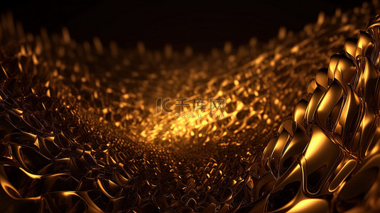 3d 渲染中的发光金色渐变抽象