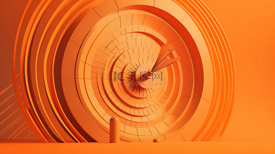 充满活力的橙色背景上的插图 3d 目标和箭头