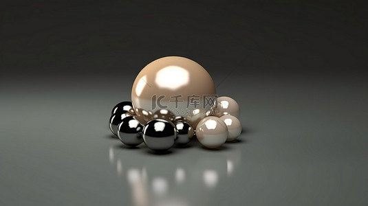 主角光环背景图片_被黑珍珠包围的白珍珠的对比优雅 3D 渲染