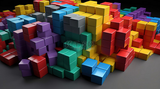 3d 渲染中的各种彩色构造块