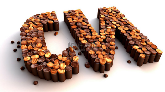 巧克力片字母表的 3d 插图