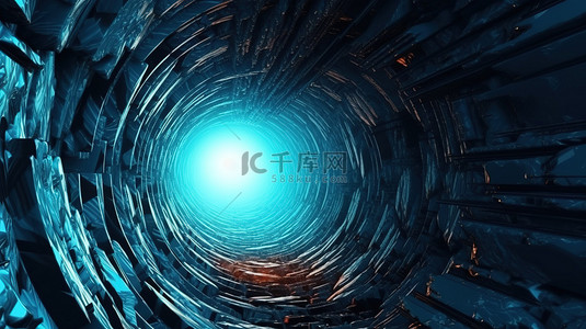 未来派螺旋空间隧道抽象 3d 渲染