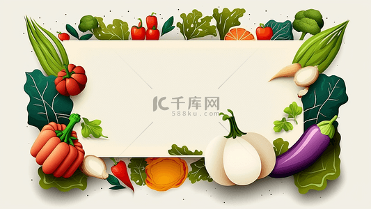 纯米色背景图片_蔬菜米色边框背景
