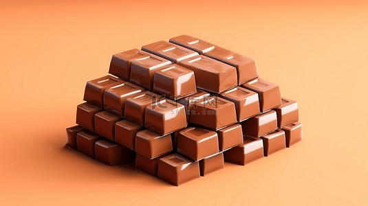 巧克力棒背景图片_当代巧克力棒的低聚 3D 插图
