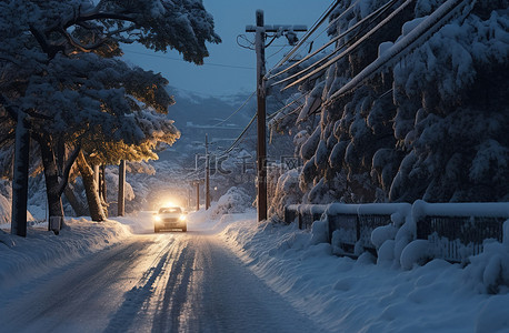 暴风雪背景图片_暴风雪过后积雪覆盖的黑帮道路