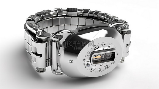 带组合挂锁的智能手表的 3D 渲染，说明白色背景上的安全概念