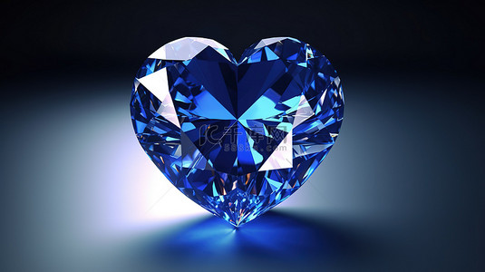 心形蓝色蓝宝石宝石的 3d 渲染