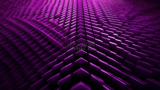 几何背景紫色行交织在 3D 插图中