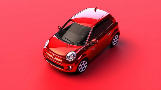 红色城市车背景图片_空白石板 3D 渲染红色城市汽车，具有可定制的表面，适合您的创意设计
