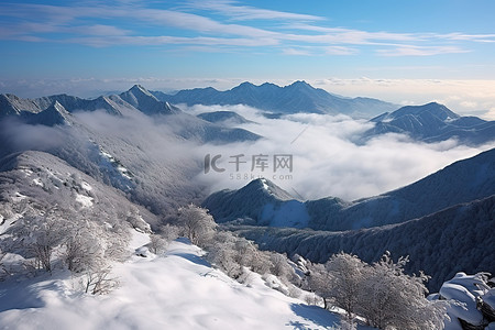 天空水面背景图片_从积雪覆盖的山顶俯瞰水面