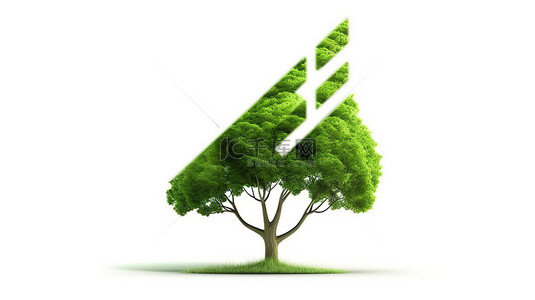 可循环图表背景图片_绿色商业树形箭头的 3D 插图，指向白色背景上的可持续经济