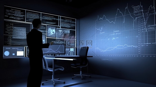 金融分析师背景图片_描绘金融分析师 3D 渲染的高级照片
