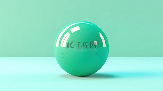 用于夏季运动游戏插图的光球玩具绿色充气沙滩球样机的 3D 渲染