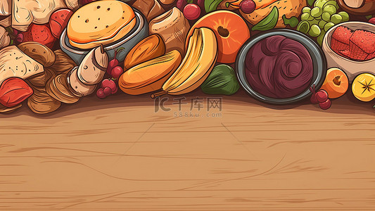 西式美食背景图片_食物美食卡通
