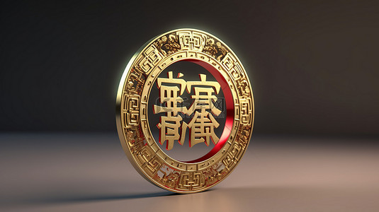 3d 圆圈渲染中的汉字，表示好运和幸福