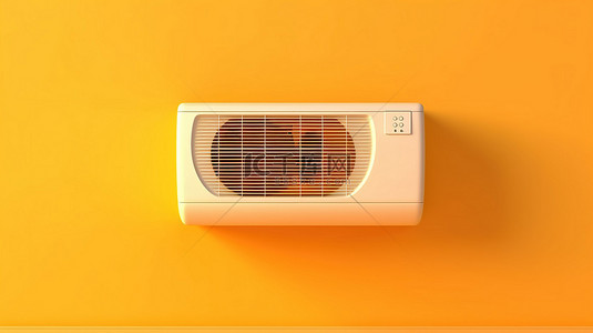 空调背景背景图片_空调在明亮的夏日背景下的橙色和黄色 3d 渲染