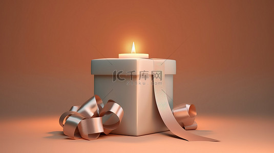 清火背景图片_在 3D 渲染中放大蜡烛和盒子的视图
