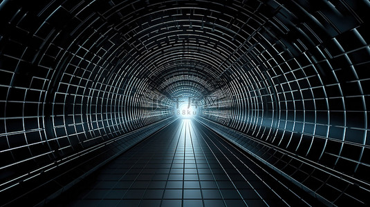 使用 3D 渲染设计未来的网格隧道墙或地板