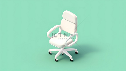 平面白色家用物体等距办公椅的 3d 图标
