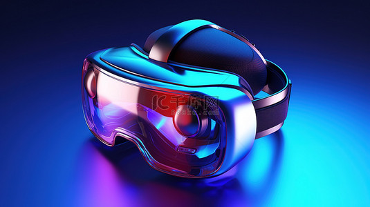 带有 3D VR 眼镜的 Metaverse 技术虚拟现实耳机的插图渲染