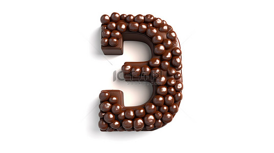 3 形巧克力豆糖果，涂有美味的巧克力，美味的 3D 图像