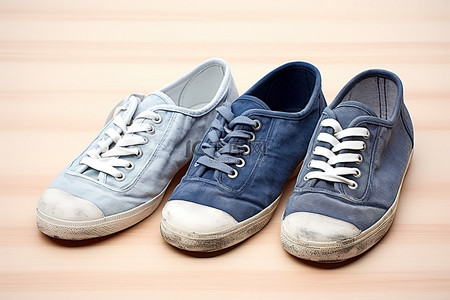 白鞋背景图片_女式蓝色和白色系带鞋