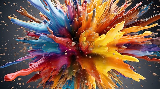抽象色彩爆发的充满活力的 3D 插图