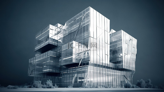 迷人的 3D 渲染中的抽象灰色建筑