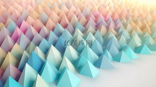 淡图案背景图片_在 3d 渲染中具有柔和柔和渐变颜色三角形图案的背景