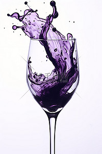 从酒杯中倒出的紫色葡萄酒