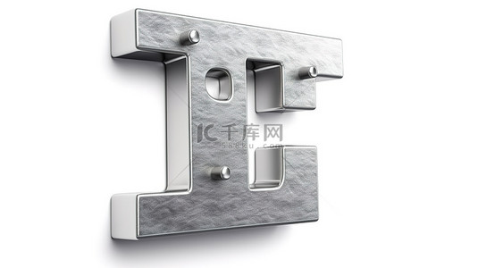 铝板logo背景图片_3D 渲染铝标牌，带有方格板纹理，在白色背景上描绘左方括号