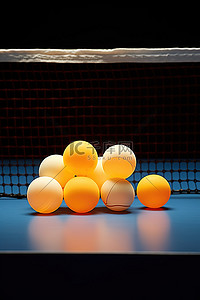乒乓球台图背景图片_橙色鸡蛋坐在乒乓网上
